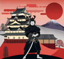 abstract-samurai-guarding-castle