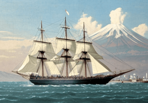 Illustration of Commodore Perry Arrival in Japan
