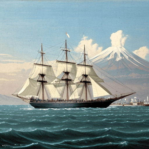 Illustration of Commodore Perry Arrival in Japan
